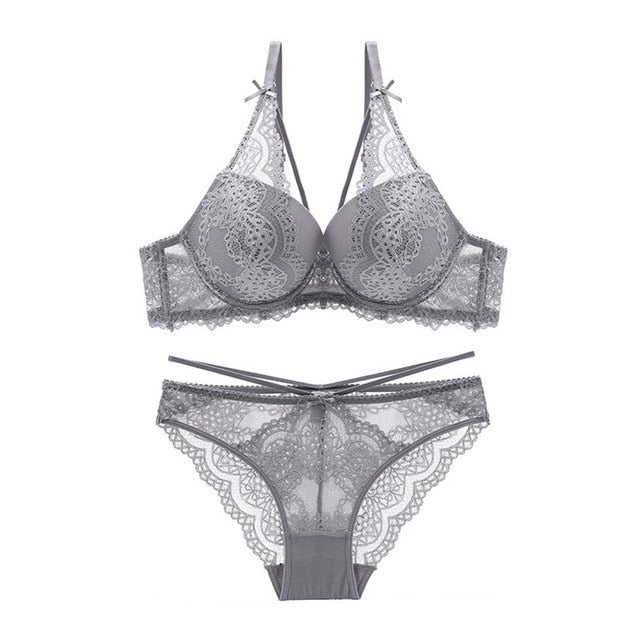 2 Piece push up lace bras underwire underwear bow breathable panties The Clothing Company Sydney