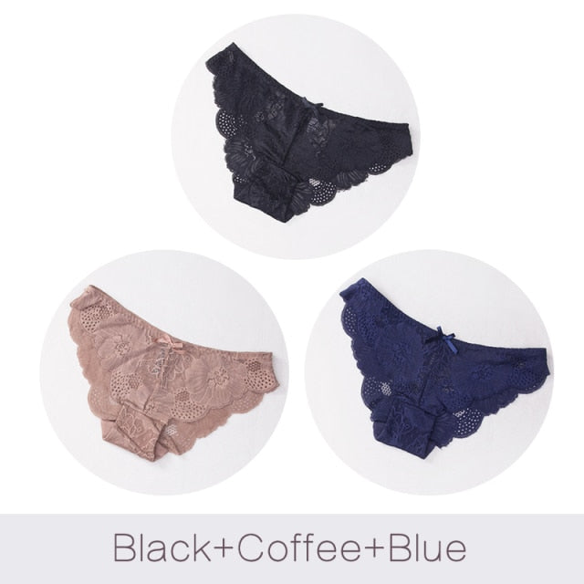 3 Pack Lace Panties Seamless Underwear Floral Cotton Mix Transparent Bikini Briefs The Clothing Company Sydney
