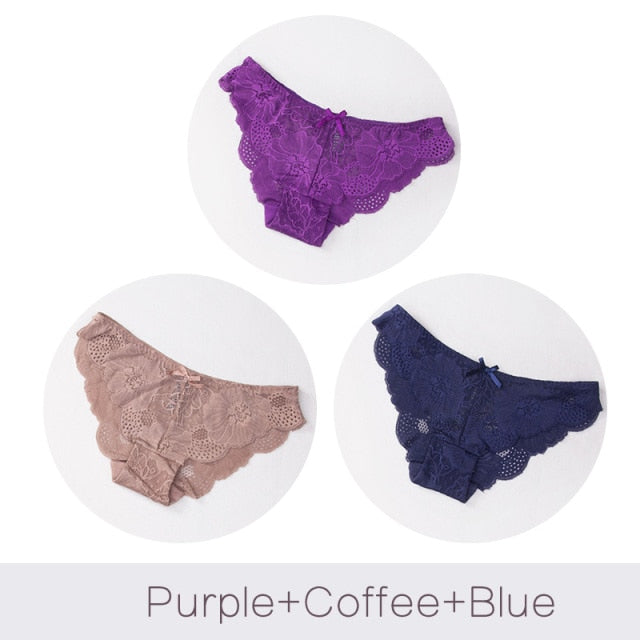 3 Pack Lace Panties Seamless Underwear Floral Cotton Mix Transparent Bikini Briefs The Clothing Company Sydney