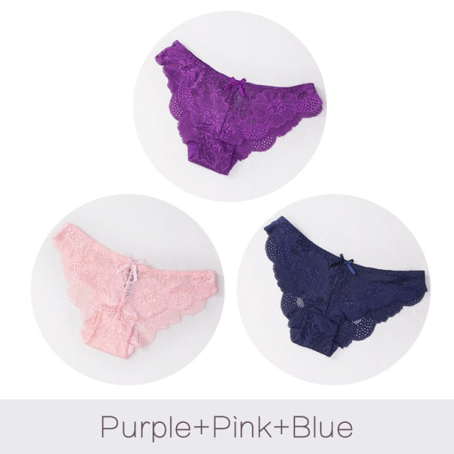 3 Pack Lace Panties Seamless Underwear Floral Cotton Mix Transparent Bikini Briefs The Clothing Company Sydney