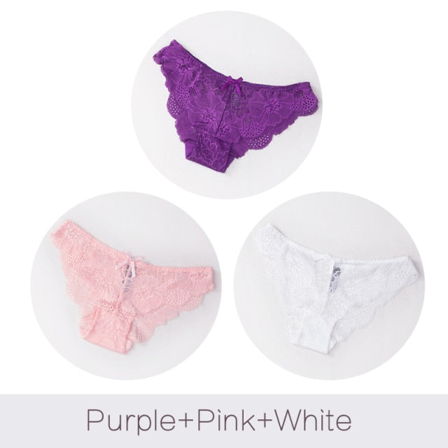 3 Pack Lace Panties Seamless Underwear Floral Cotton Mix Transparent Bikini Briefs The Clothing Company Sydney