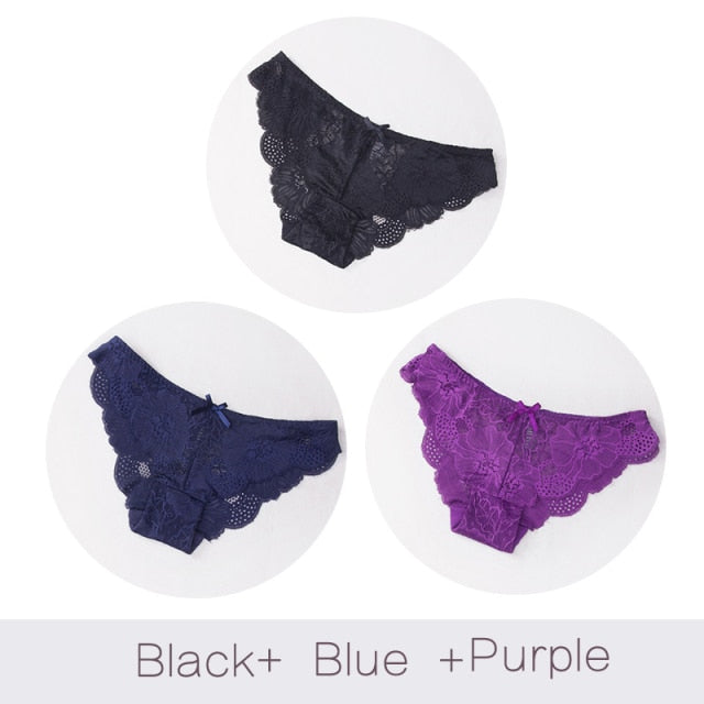 3 Pack Lace Panties Seamless Underwear Floral Cotton Mix Transparent Bikini Briefs The Clothing Company Sydney