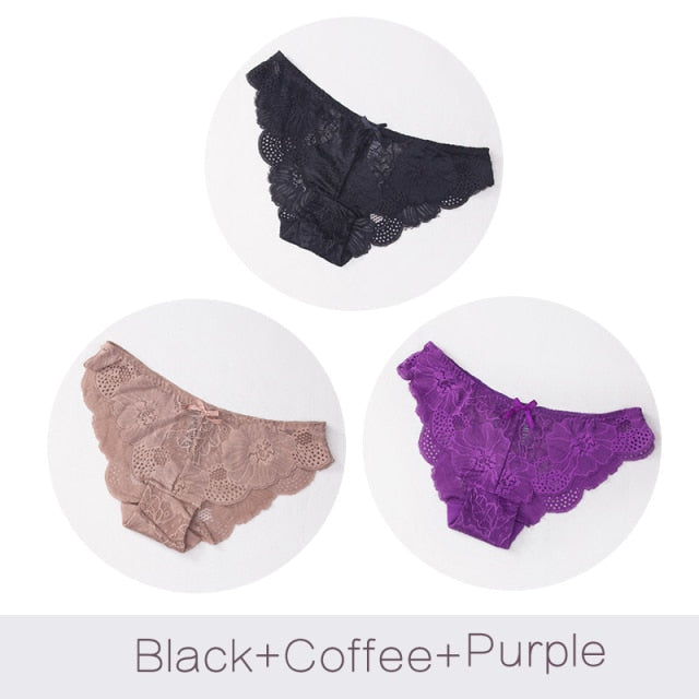 3 Pack Lace Panties Seamless Underwear Floral Cotton Mix Transparent Bikini Briefs The Clothing Company Sydney