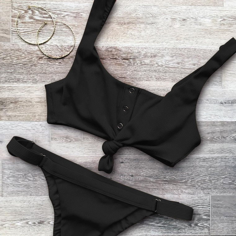 2 Piece Front Tie Bra Low Waist G String Bikini Swimwear Swimsuit The Clothing Company Sydney