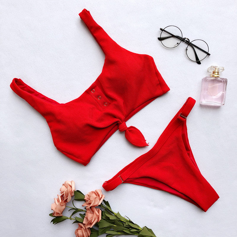 2 Piece Front Tie Bra Low Waist G String Bikini Swimwear Swimsuit The Clothing Company Sydney