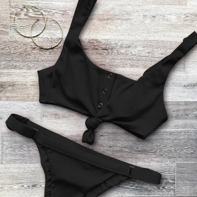2 Piece Front Tie Bra Low Waist G String Bikini Swimwear Swimsuit The Clothing Company Sydney