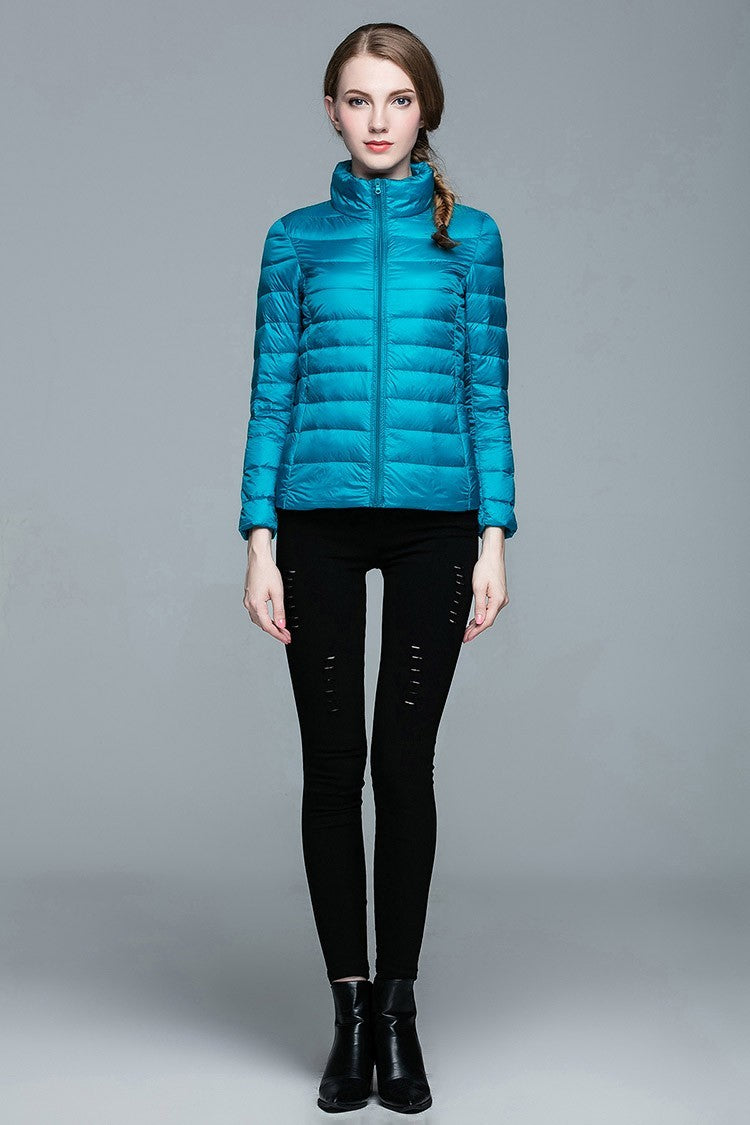 Ladies Stand Collar Duck Down Ultra Light Slim Long Sleeve Parka Puffer Jacket The Clothing Company Sydney