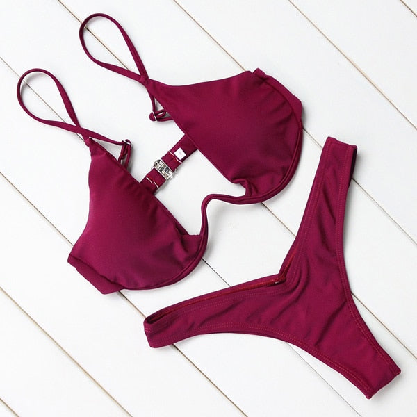 2 Piece Brazilian Push Up Underwire Swimming Bathing Suit Beachwear Bikini Set The Clothing Company Sydney