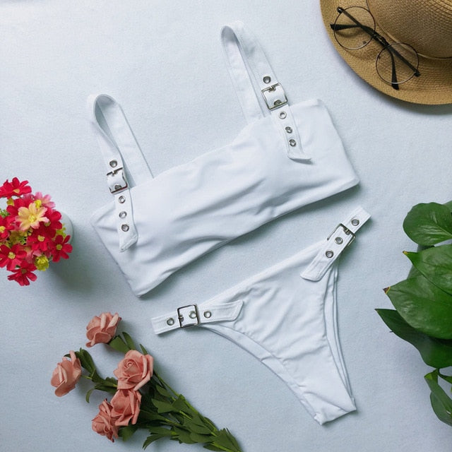 Bandeau push up buckle High waist Sports bathing suit Summer Brazilian micro bikini Thong G String Swimwear Swimsuit The Clothing Company Sydney