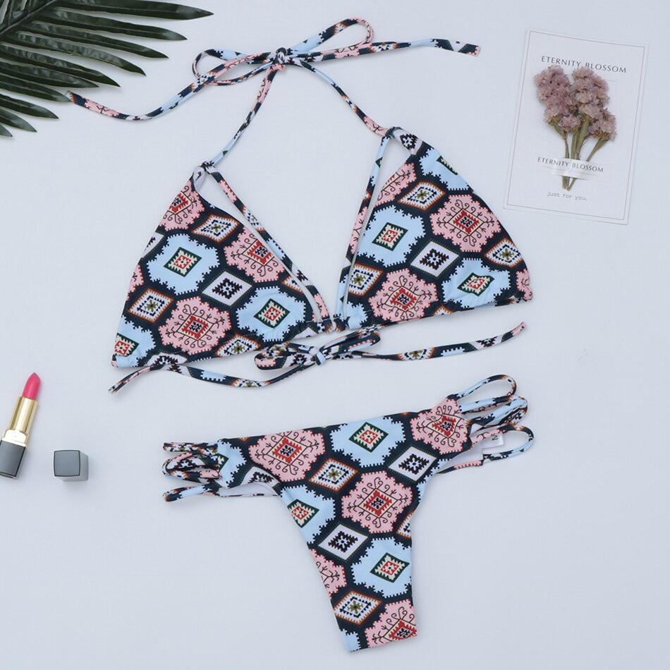 Bandage Push Up Swimwear Low Waist Swimsuit Brazilian Thong G String Bikini Set Bathing Suits Beachwear The Clothing Company Sydney