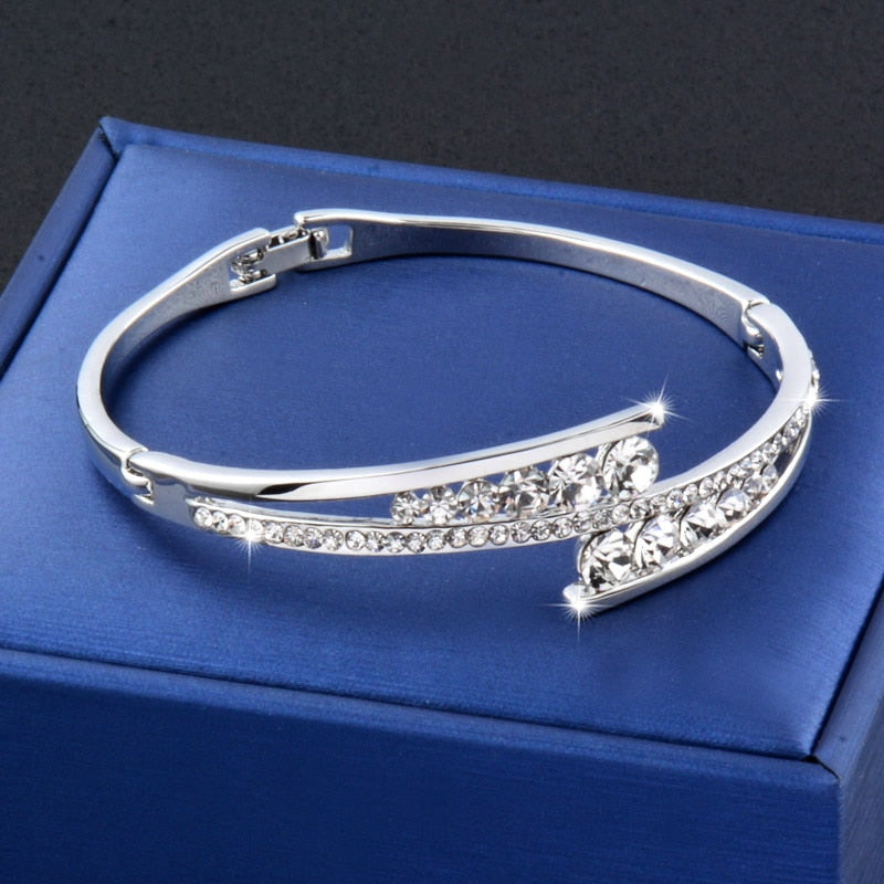 Dazzling Cubic Zirconia Hollow Bangle Cuff Luxury Crystal Bracelet The Clothing Company Sydney