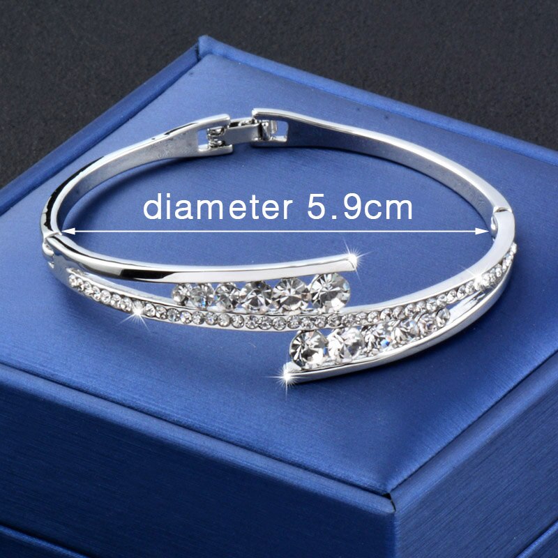 Dazzling Cubic Zirconia Hollow Bangle Cuff Luxury Crystal Bracelet The Clothing Company Sydney