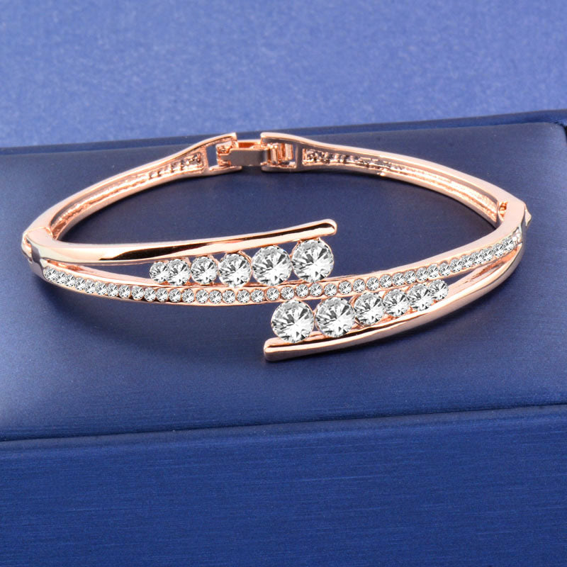 Dazzling Cubic Zirconia Hollow Bangle Cuff Luxury Crystal Bracelet The Clothing Company Sydney
