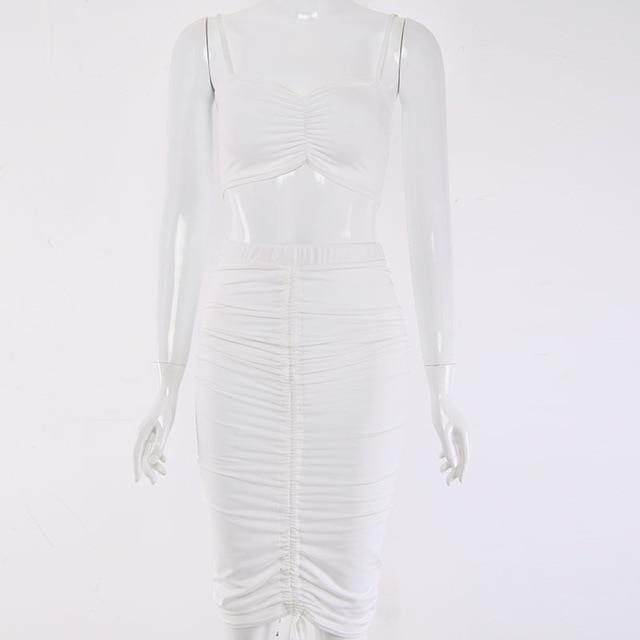 2 Piece Set Women Green Summer Outfits Ruched Tight Sexy Two Piece Set Crop Top And Skirt Set Club Wear Matching Sets The Clothing Company Sydney