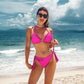 Women's V Neck Solid Logo Print Triangle Bikini Set Two Piece Set Swimsuit Bathing Suit Swimwear Beach Suit - The Clothing Company Sydney