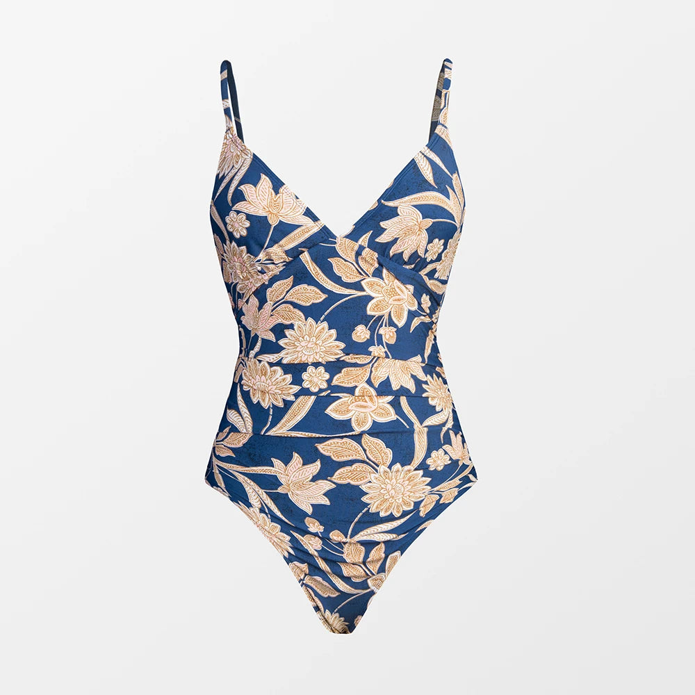 Deep V Neck One-piece Swimsuit Women Removable Bra PMonokini Summer Beach Swimwear - The Clothing Company Sydney