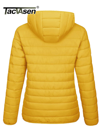 Full Zip Up Hooded Puffer Women's Winter Quilted Warm Down Coats Casual Windbreaker Padded Outwear Outdoor Jacket - The Clothing Company Sydney