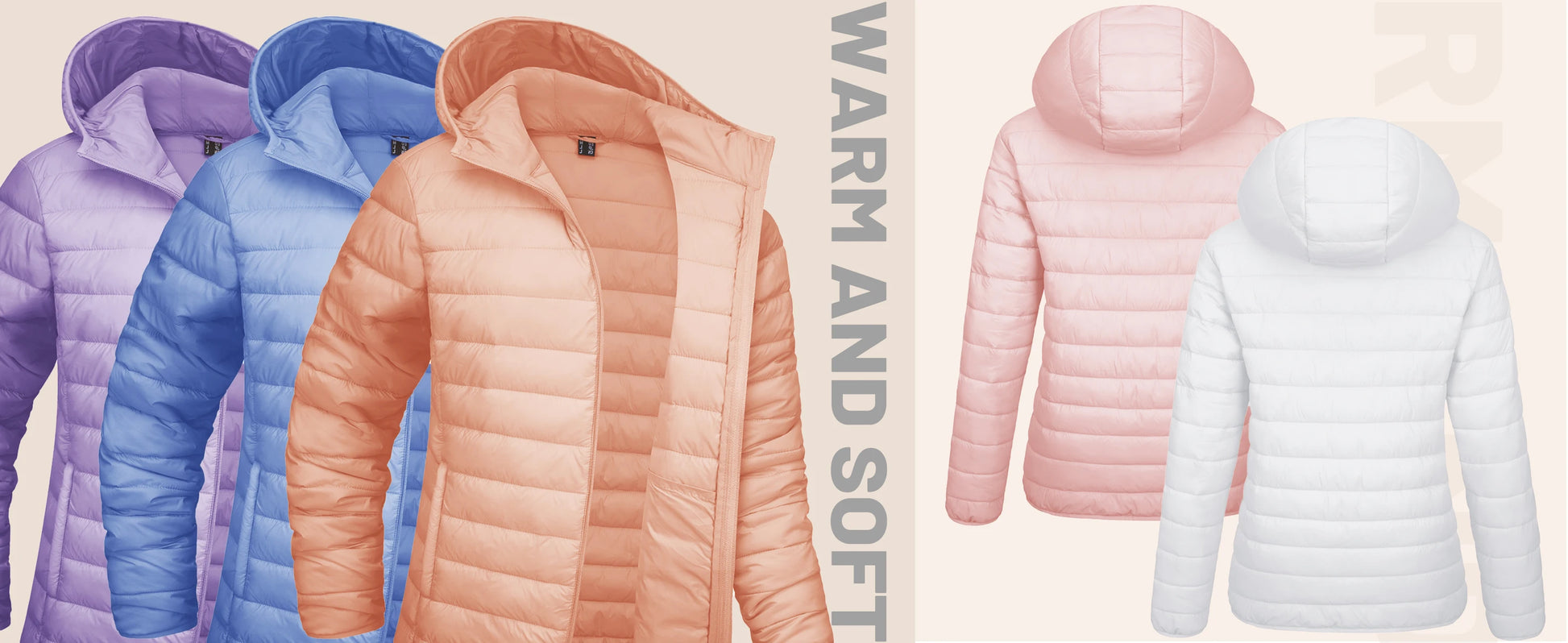 Full Zip Up Hooded Puffer Women's Winter Quilted Warm Down Coats Casual Windbreaker Padded Outwear Outdoor Jacket - The Clothing Company Sydney