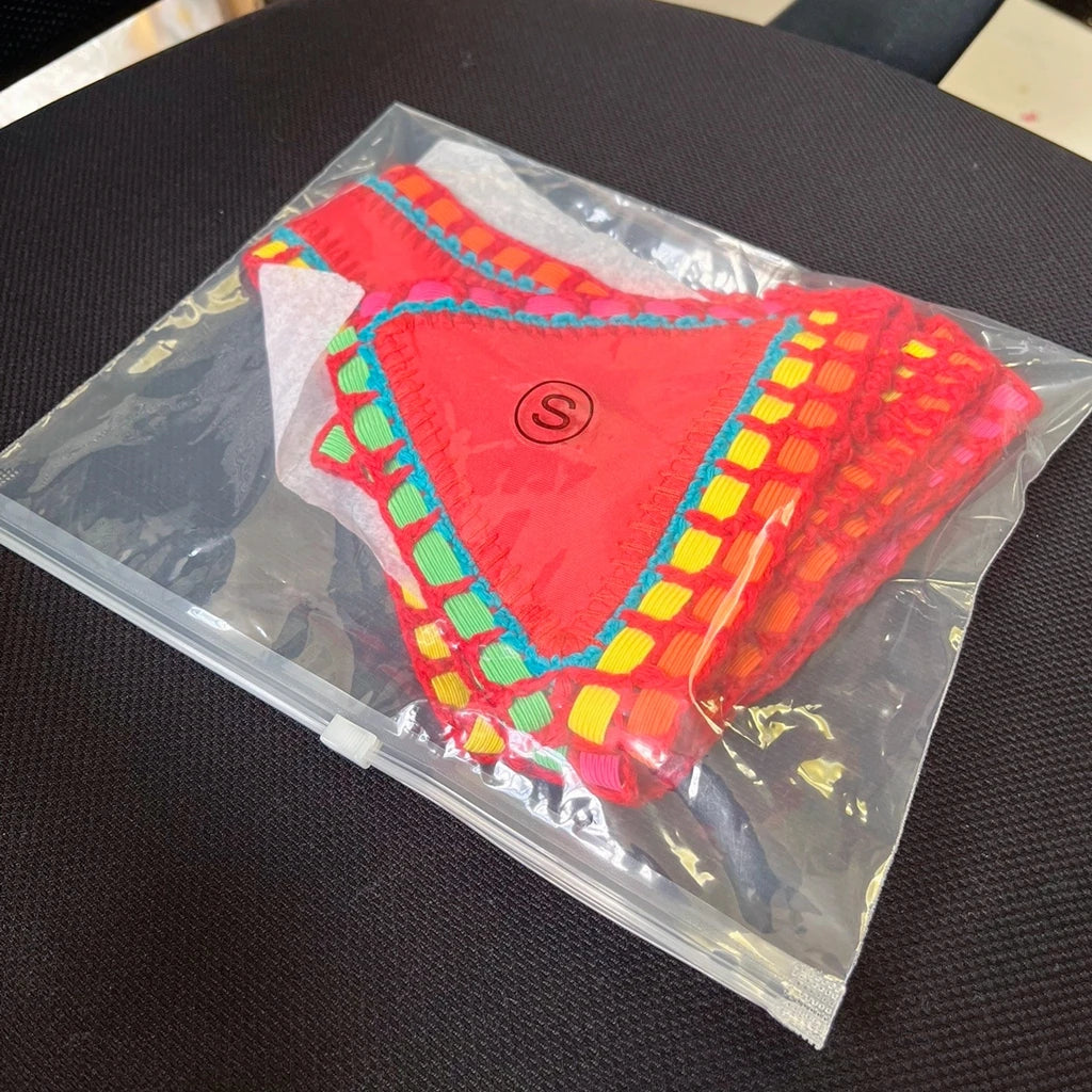 2 Piece Red Swimwear Green Bathing Suit Pink Swimsuit Handmade Navy Crochet Swimsuit Bikini Set - The Clothing Company Sydney