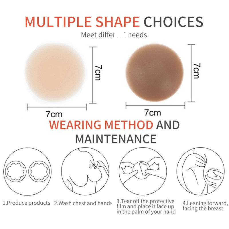 Reusable Invisible Silicone Nipple Cover Self Adhesive Breast Chest Bra Solid Colour Women's Pasties Pad Mat Stickers Accessories The Clothing Company Sydney