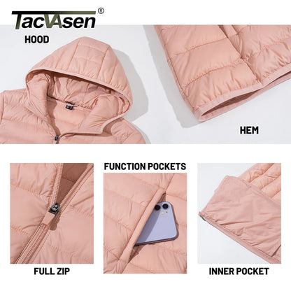 Full Zip Up Hooded Puffer Women's Winter Quilted Warm Down Coats Casual Windbreaker Padded Outwear Outdoor Jacket - The Clothing Company Sydney