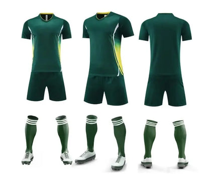 Mens Football Jersey Set Short Sleeve Round Neck Customized Soccer Kits Womens Training Suit - The Clothing Company Sydney
