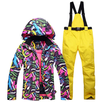 Women's Snow Suit Winter Outdoor Snowboarding Clothing Waterproof Skiing Costume Sets Jackets + Belt Pants - The Clothing Company Sydney