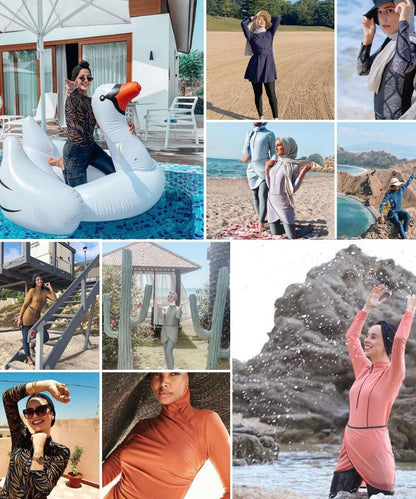 Conservative Swimwear Women Modest Patchwork Long Sleeves Sport Swimsuit 3 Piece Bathing Suit The Clothing Company Sydney