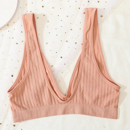 Deep V-neck Seamless Bra Push Up Bras For Women Bralette Lingerie Female Low Back Sleep Underwear Unlined Crop Top The Clothing Company Sydney