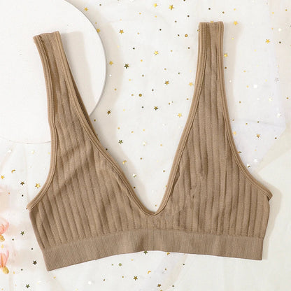 Deep V-neck Seamless Bra Push Up Bras For Women Bralette Lingerie Female Low Back Sleep Underwear Unlined Crop Top The Clothing Company Sydney
