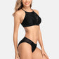 Women High Neck Bikini Set Solid Color Swimsuit Hollow Out Bandage Swimwear Push Up Beachwear - The Clothing Company Sydney