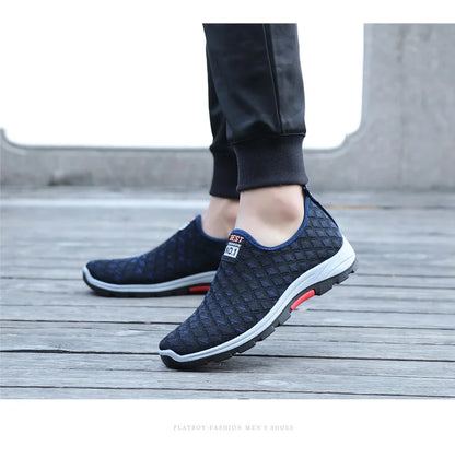 Summer Mesh Casual Shoes Breathable Slip on Mens Loafers Lightweight Sneakers Non-slip Walking Shoes The Clothing Company Sydney