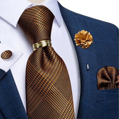 Men's Ties 8cm Wide Silk Neck Tie For Wedding Party Accessories Pocket Square Cufflinks Brooch Pin Set - The Clothing Company Sydney