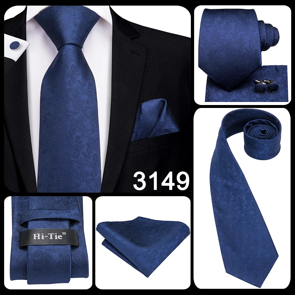 Blue Paisley Silk Tie Set – Necktie, Cufflinks & Hanky for Men The Clothing Company Sydney