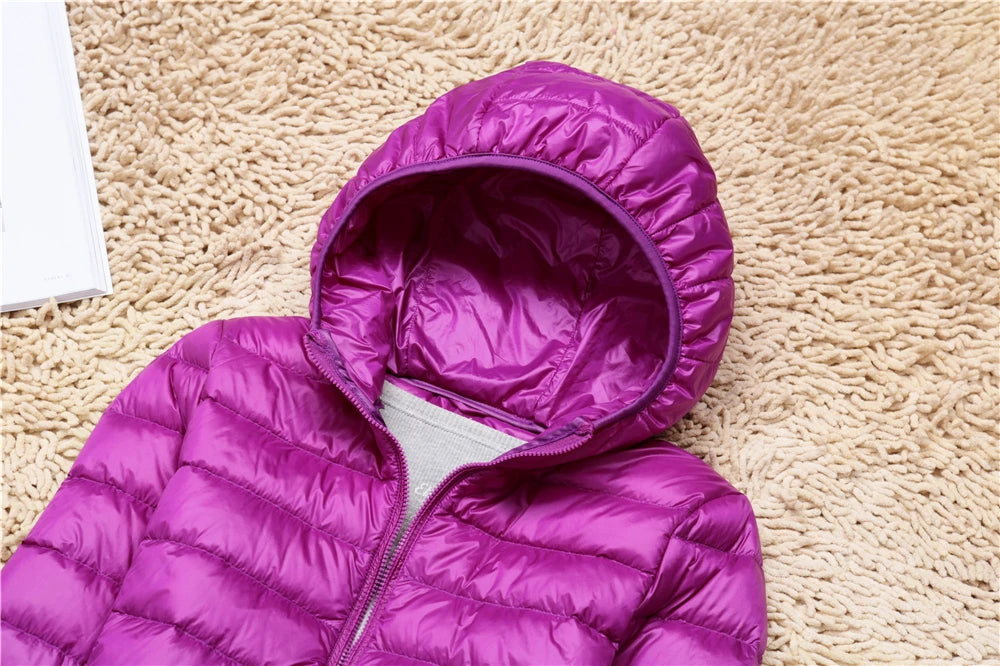 Women Puffer Jacket Plus Spring Autumn Female Ultra Lightweight Packable Hooded Down Coats - The Clothing Company Sydney