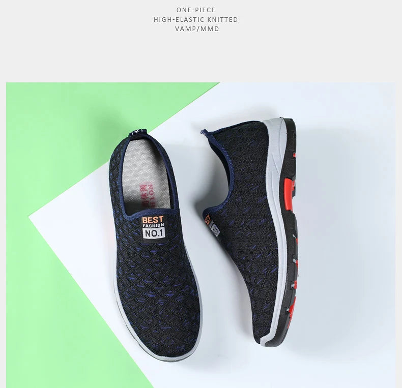 Summer Mesh Casual Shoes Breathable Slip on Mens Loafers Lightweight Sneakers Non-slip Walking Shoes The Clothing Company Sydney