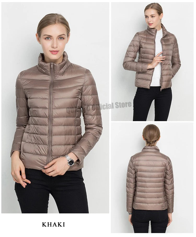 Women Spring Jacket Fashion Short Ultra Lightweight Packable Puffer Coats 15 Colors Female Down Warm Korean Slim Fit Parkas 5XL The Clothing Company Sydney