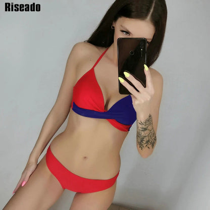 2 Piece Push Up Swimwear Women Swimsuits Bathing Suit Halter Leaf Print Beach Wear Bikini Set The Clothing Company Sydney
