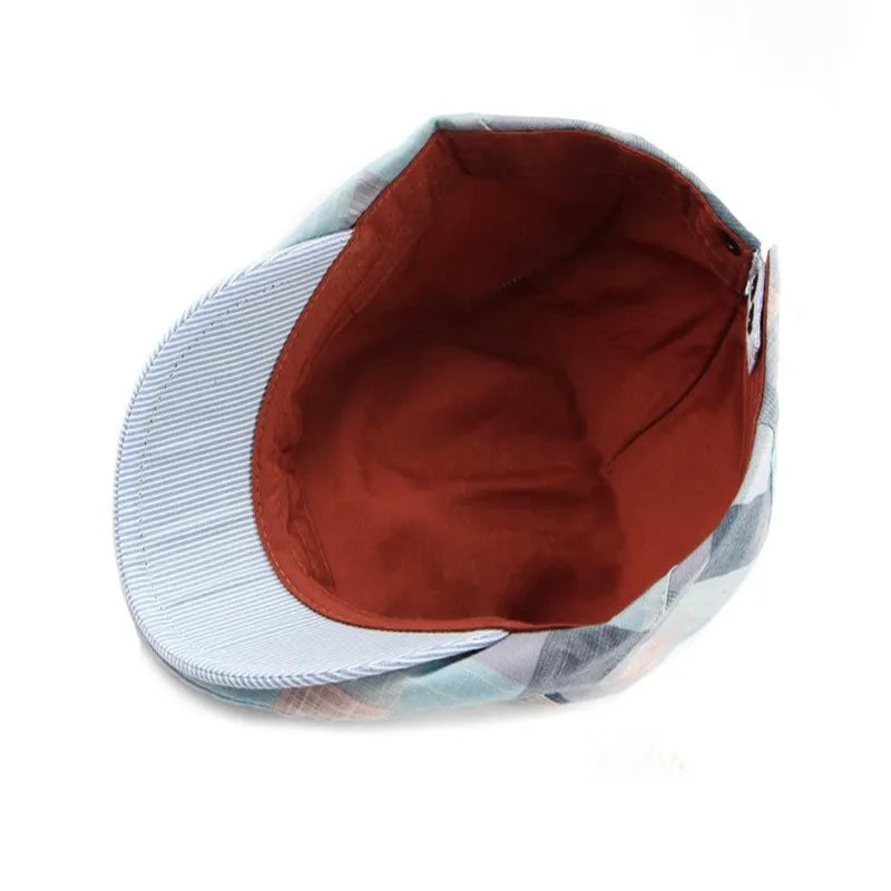 Ivy Spring Summer Plaid Newsboy Caps Men Polyester Flat Peaked Cap Women Painter Beret Hats - The Clothing Company Sydney