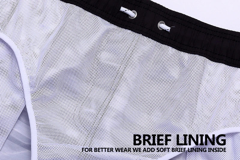 Summer Mens Swim Shorts Beach Quick Dry Printing Swimsuit Plus Size Mesh Liner Surfing Gym Board Shorts