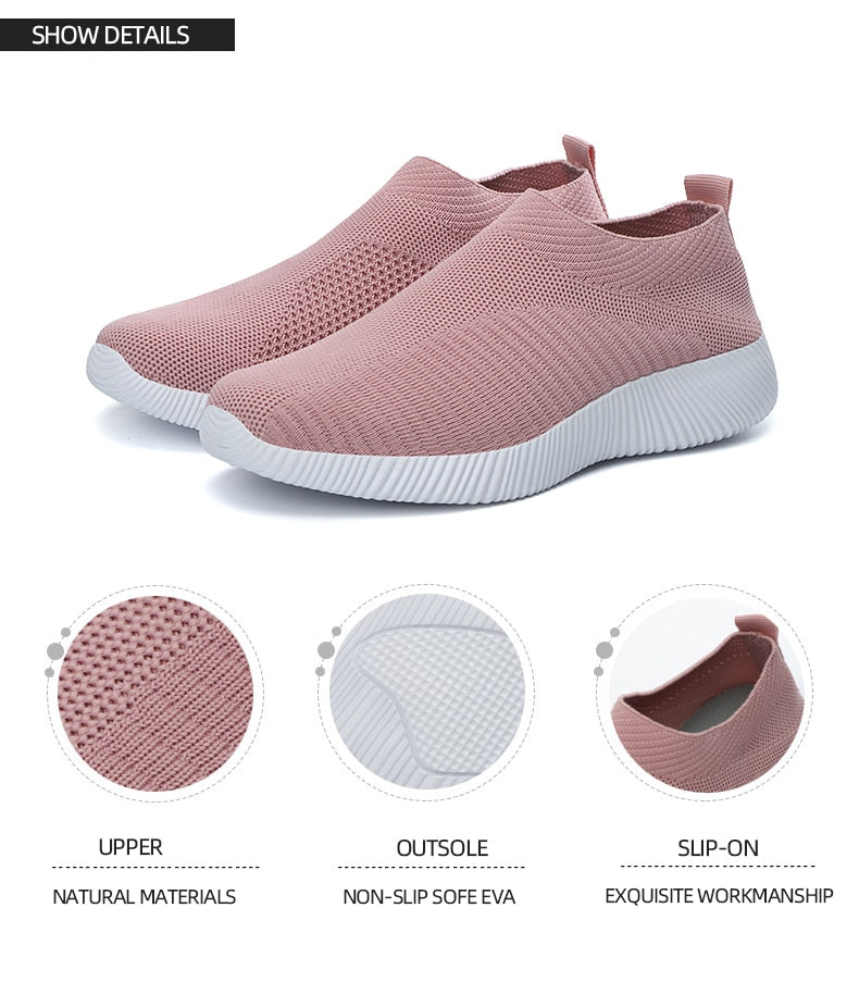 Women's Vulcanized Shoes High Quality Women Sneakers Slip On Flats Shoes Women Loafers Walking Flats The Clothing Company Sydney