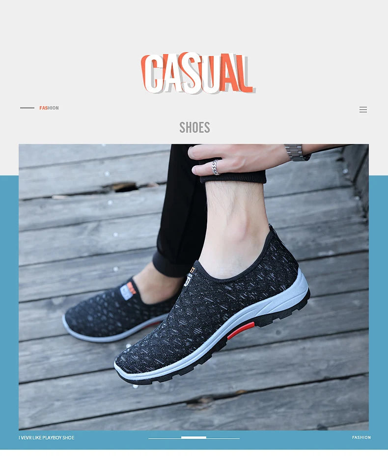 Summer Mesh Casual Shoes Breathable Slip on Mens Loafers Lightweight Sneakers Non-slip Walking Shoes The Clothing Company Sydney