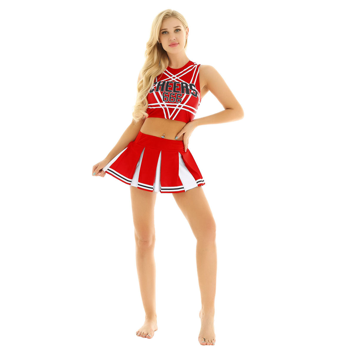 Women's Cheerleading Uniform Cosplay Set Backless Crop Top Mini Pleated Skirt Carnival Party Halloween Costume - The Clothing Company Sydney