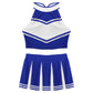 Women's Cheerleading Costume Uniform Carnival Cosplay Outfit Stand Collar Sleeveless Crop Top with Mini Pleated Skirt