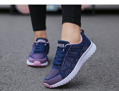 Women Casual Shoes Fashion Breathable Walking Mesh Flat Shoes Sneakers Women 2021 Gym Vulcanized Shoes White Female Footwear The Clothing Company Sydney