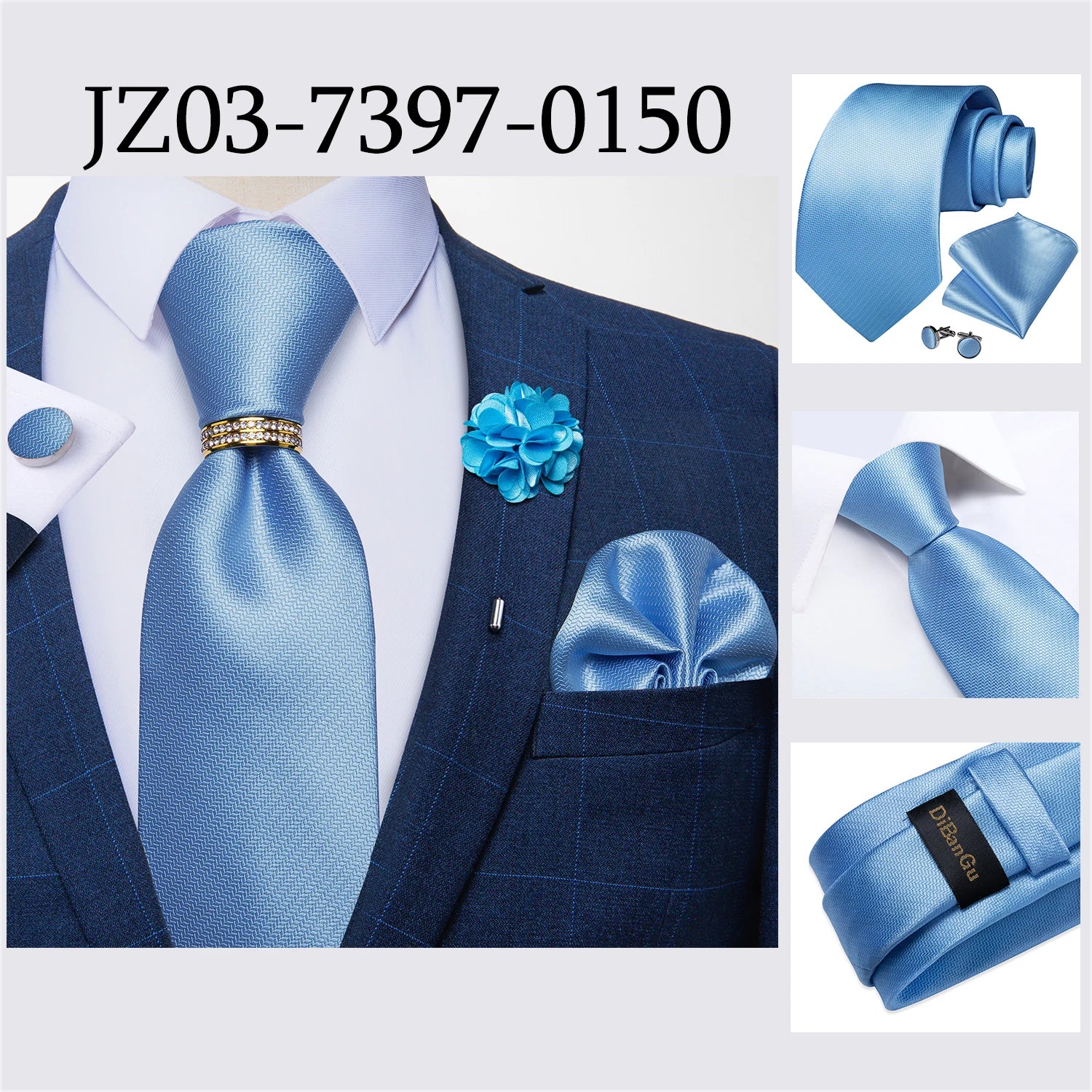 8cm Men Silk Tie White Solid Necktie Formal Wedding Party Ties Cufflinks Hanky Flower Brooch Gift Set - The Clothing Company Sydney