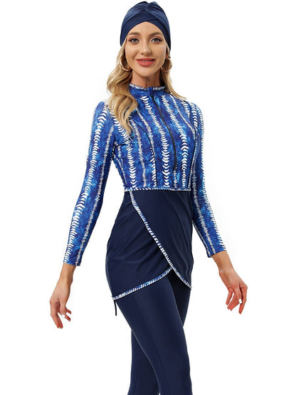 Conservative Swimwear Women Modest Patchwork Long Sleeves Sport Swimsuit 3 Piece Bathing Suit The Clothing Company Sydney