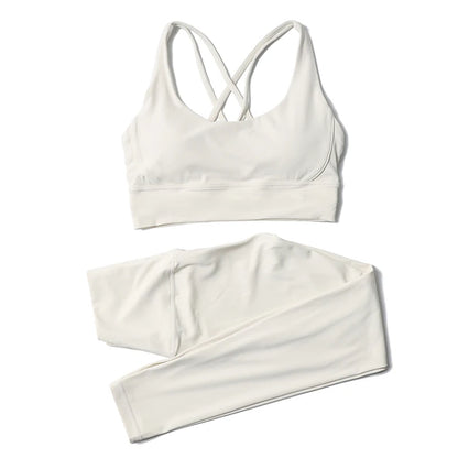 Nylon Yoga Set Women's Tracksuit Gym Fitness Set Woman 2 Piece Leggings Sports Bra Breathable Sportwear