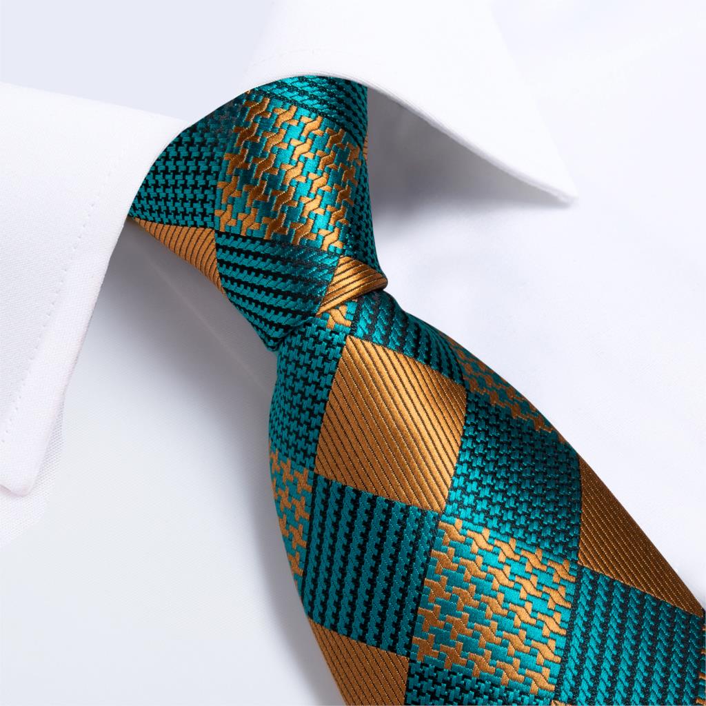 Men's Tie Teal Green Paisley Novelty Design Silk Wedding Tie for Men Handky cufflink Tie Set Party Business Fashion Set The Clothing Company Sydney