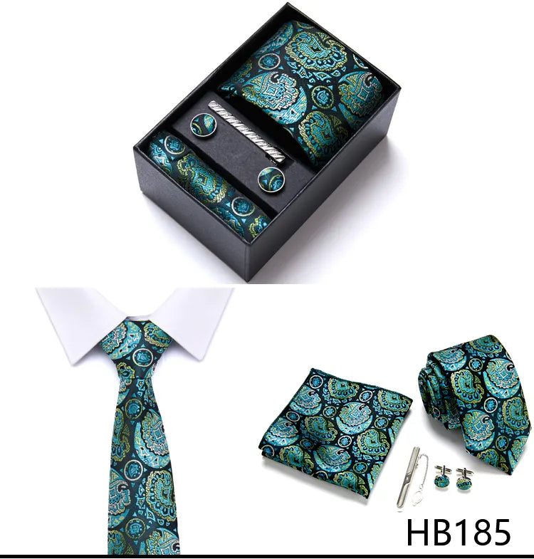 7.5 cm Business Ties Hanky Cufflink Set Tie Clips Green Necktie Corbatas For Men Wedding In Gift Box The Clothing Company Sydney